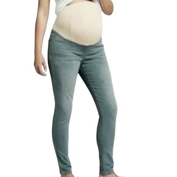 Isabel Maternity by Ingrid & Isabel Jeans Womens 2 Sage Green Skinny Full Panel - Picture 1 of 5
